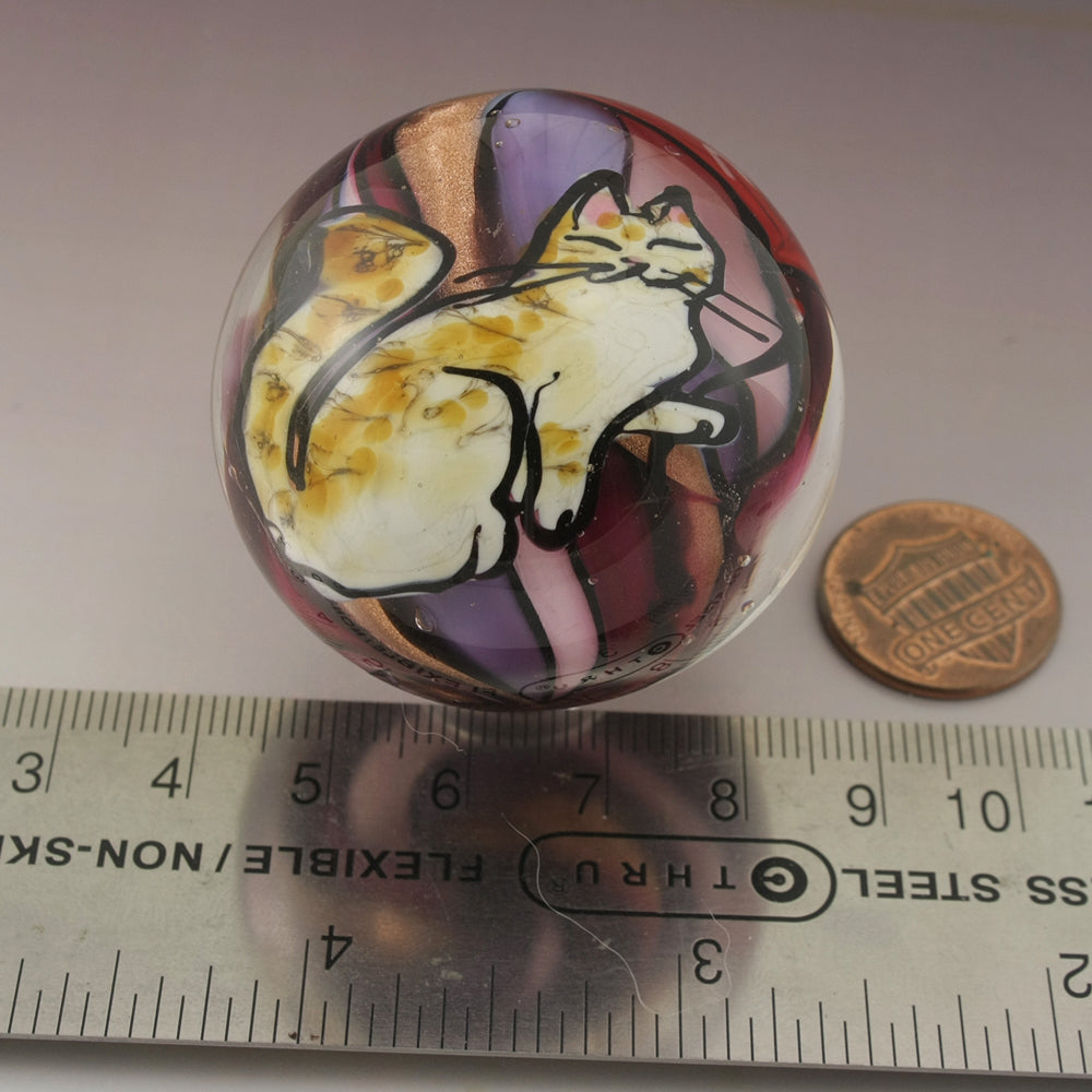 "Be Mine" Kitty on Pink, Purple and Goldstone Marble