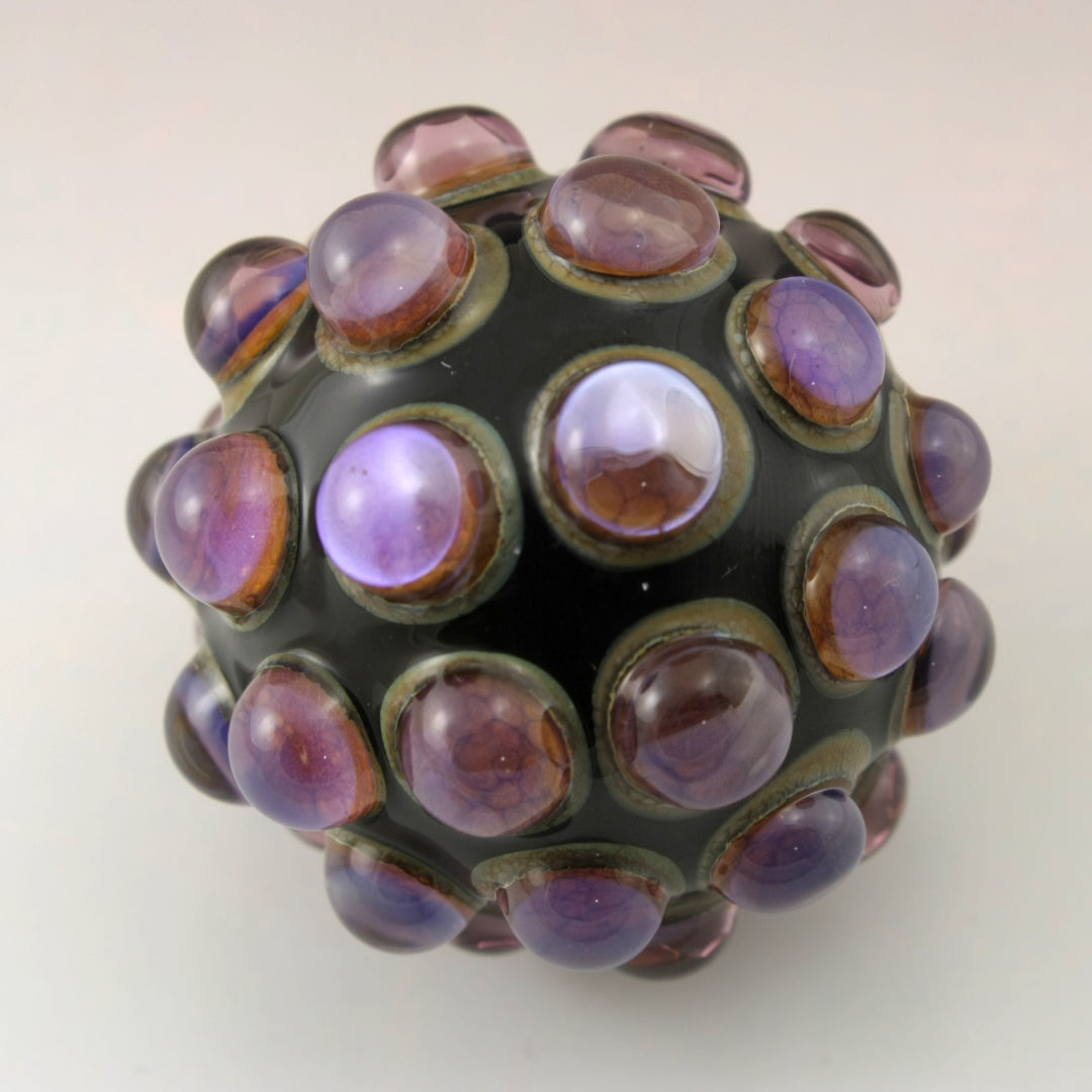 Pink Purple Luster Hobnail over Black Marble
