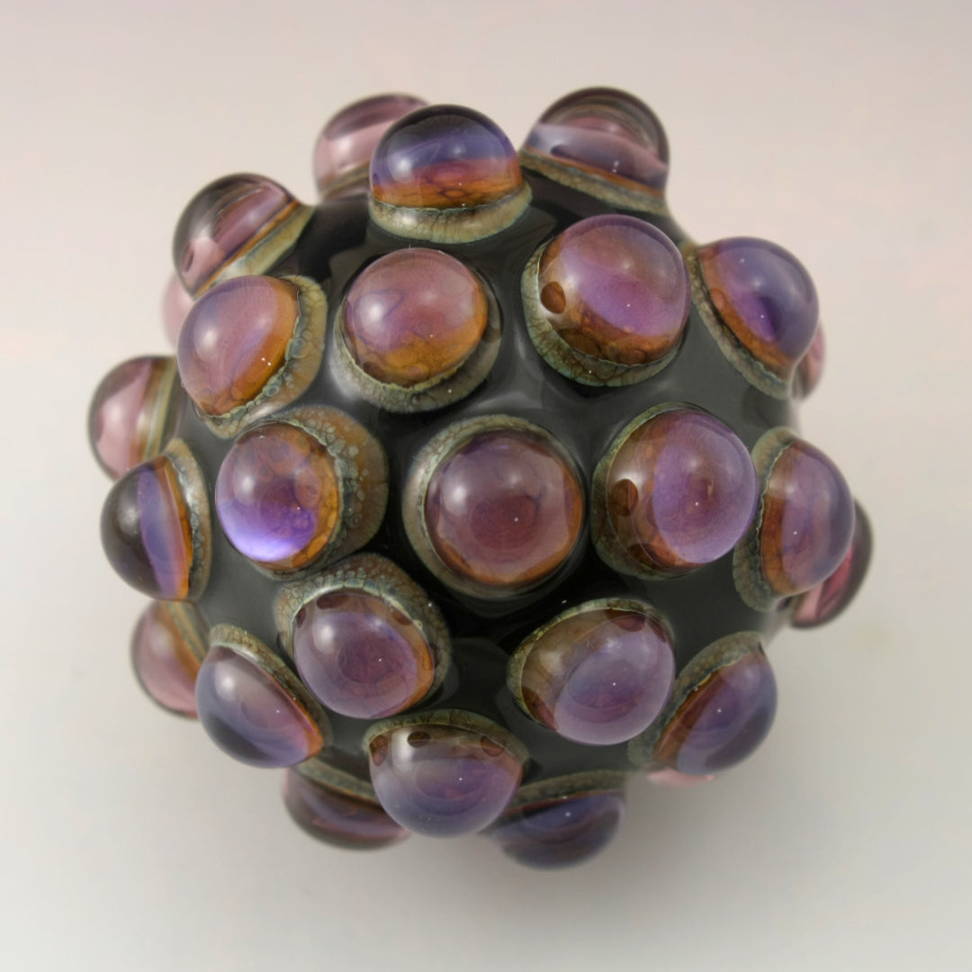 Pink Purple Luster Hobnail over Black Marble