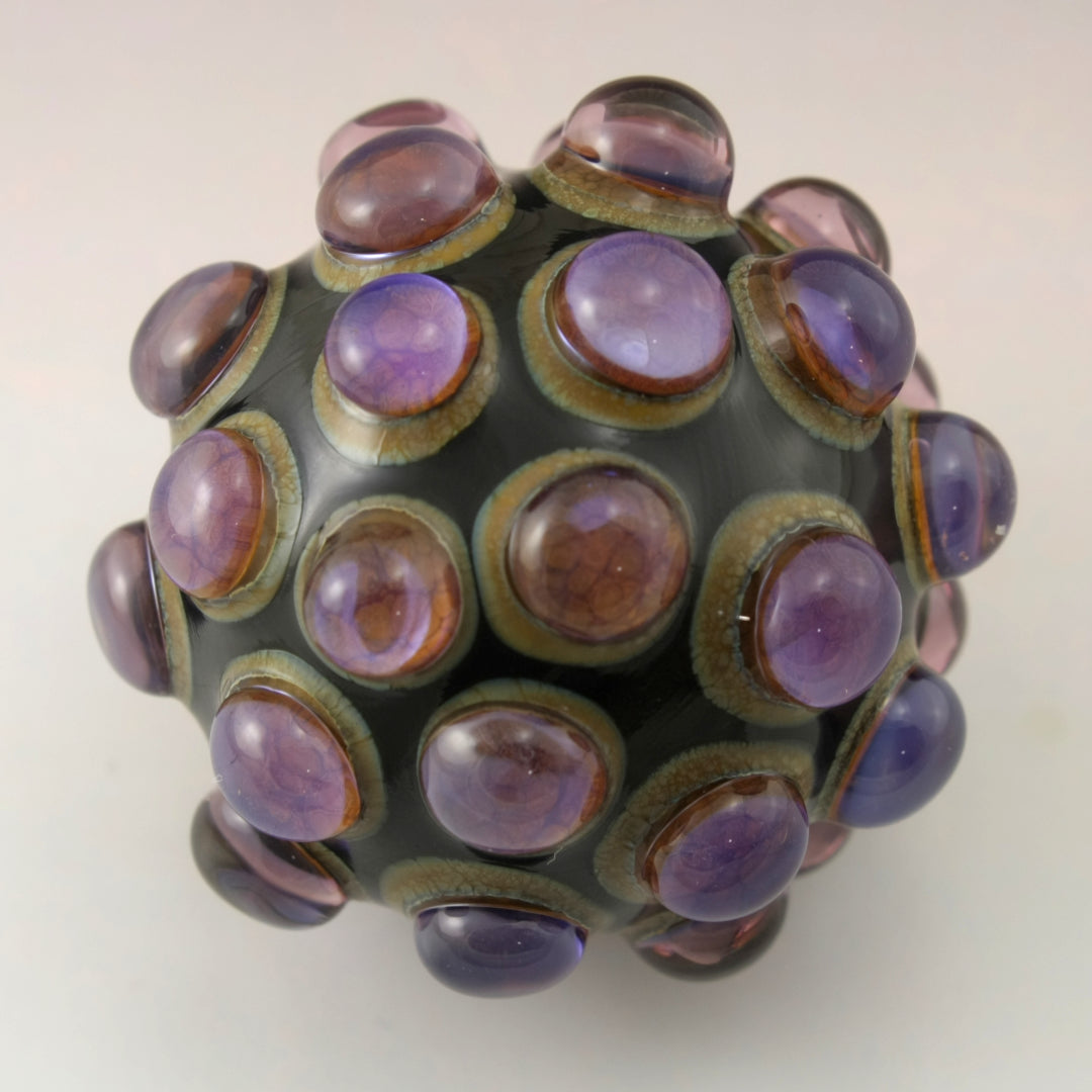 Pink Purple Luster Hobnail over Black Marble