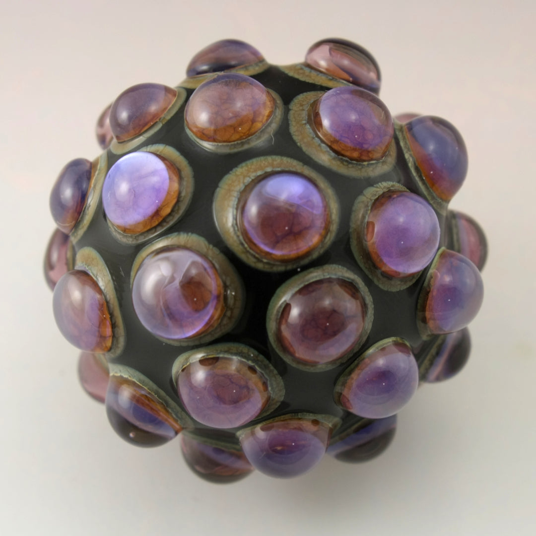 Pink Purple Luster Hobnail over Black Marble