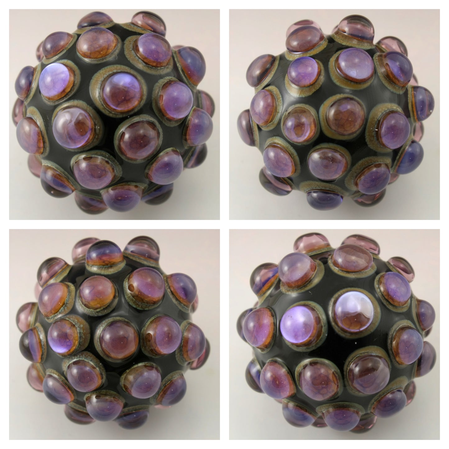 Pink Purple Luster Hobnail over Black Marble