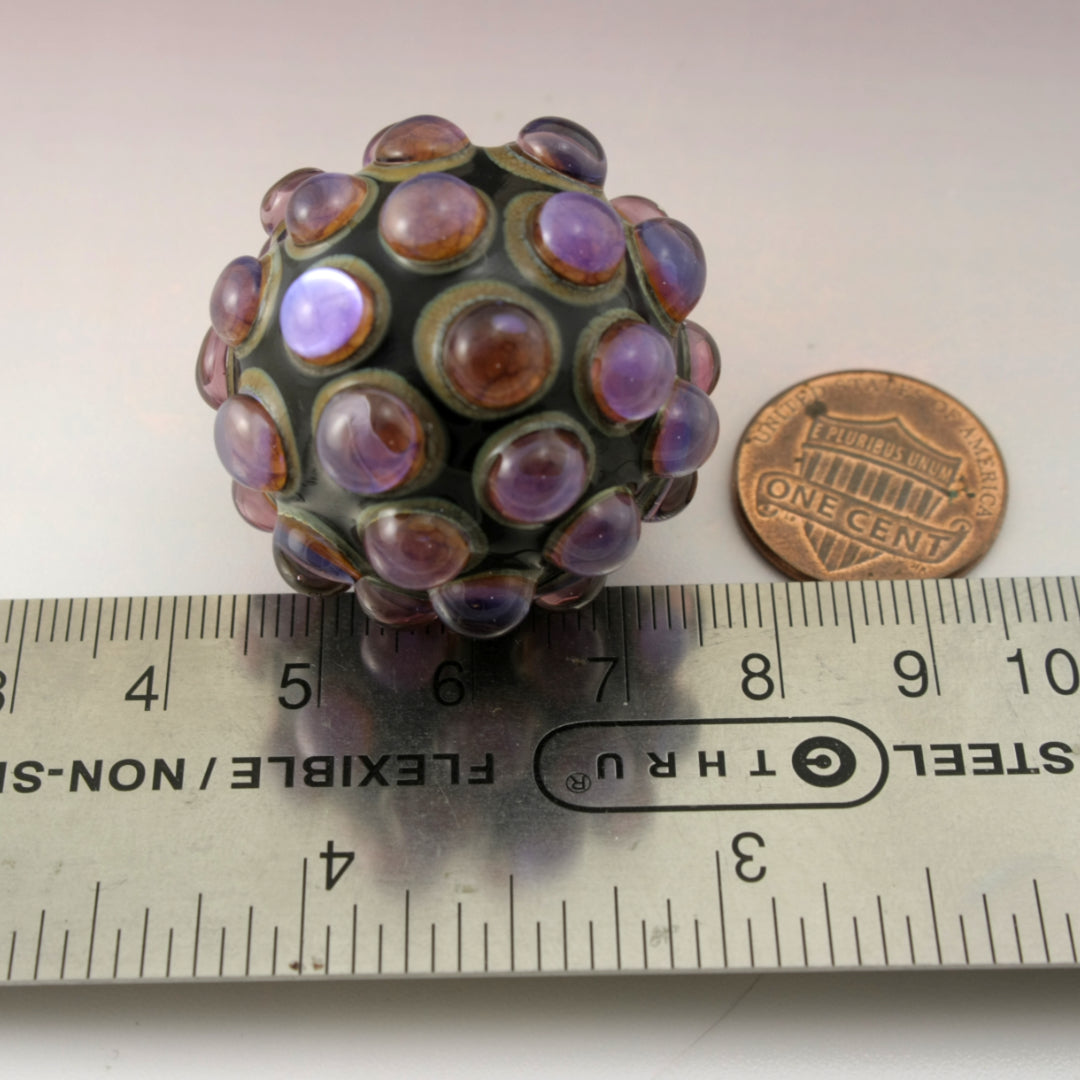 Pink Purple Luster Hobnail over Black Marble