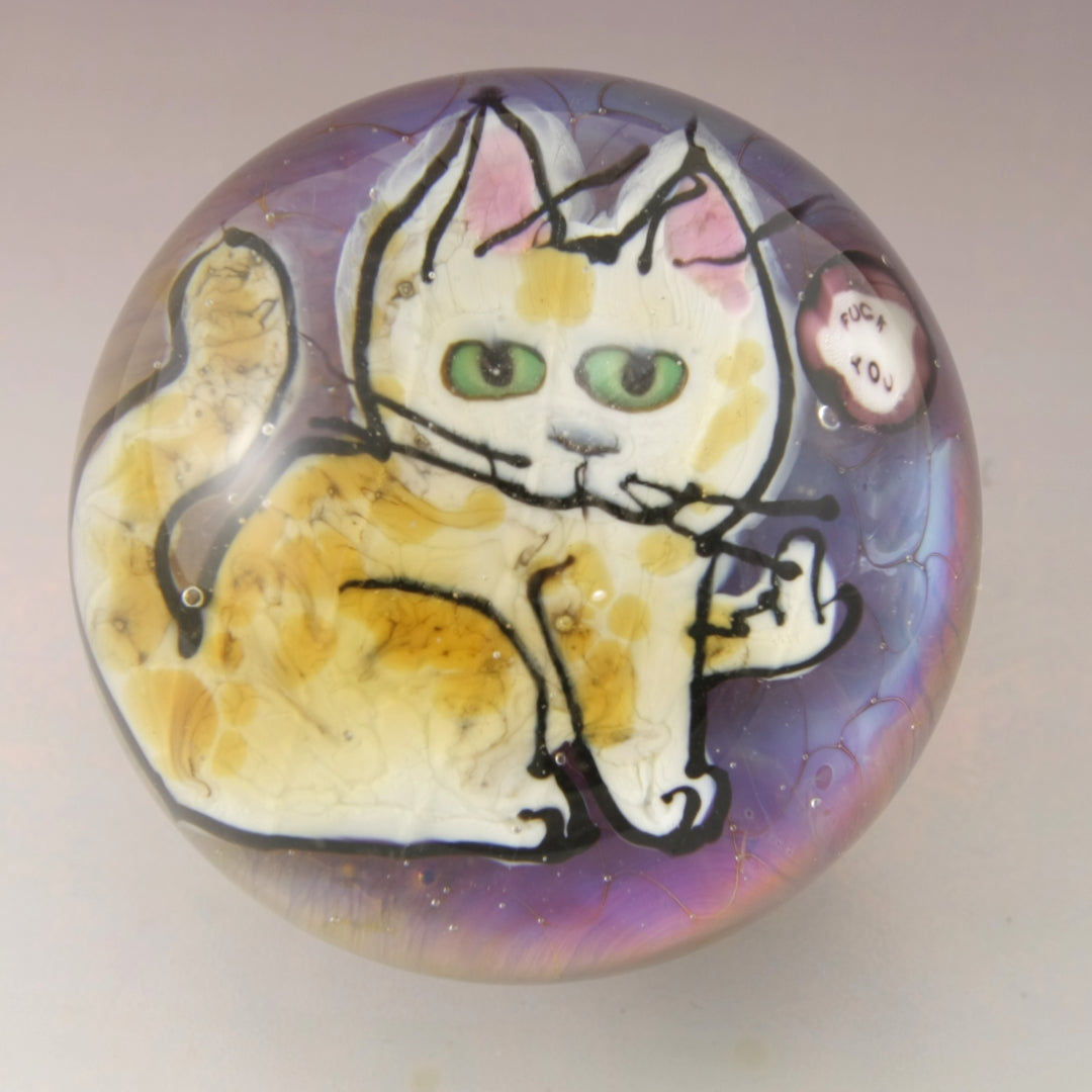 Kitty Flipping the Bird Marble