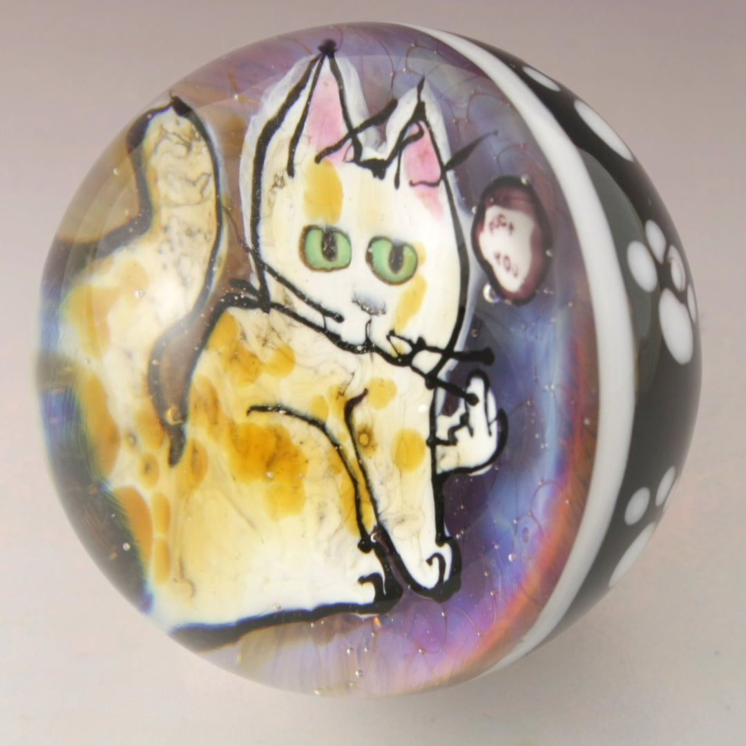 Kitty Flipping the Bird Marble