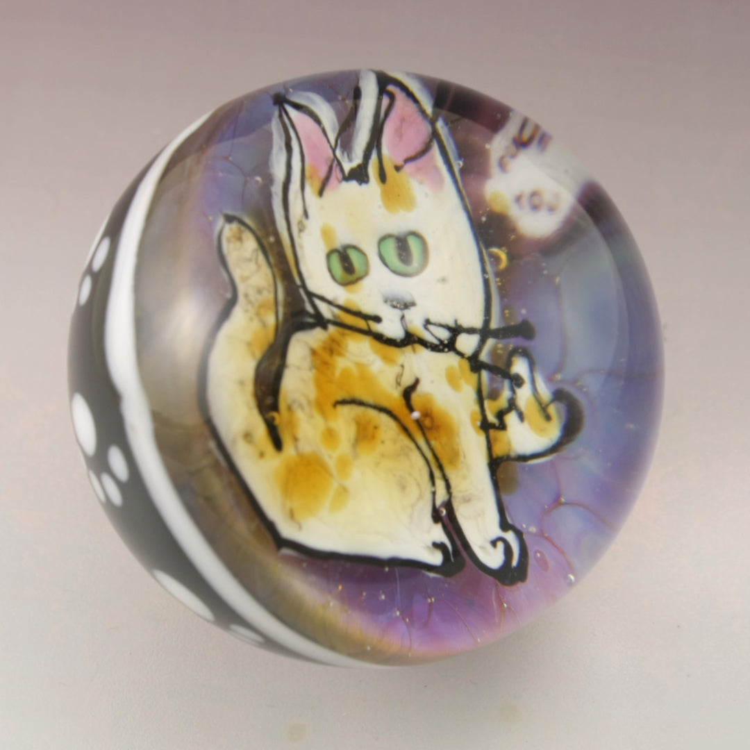 Kitty Flipping the Bird Marble