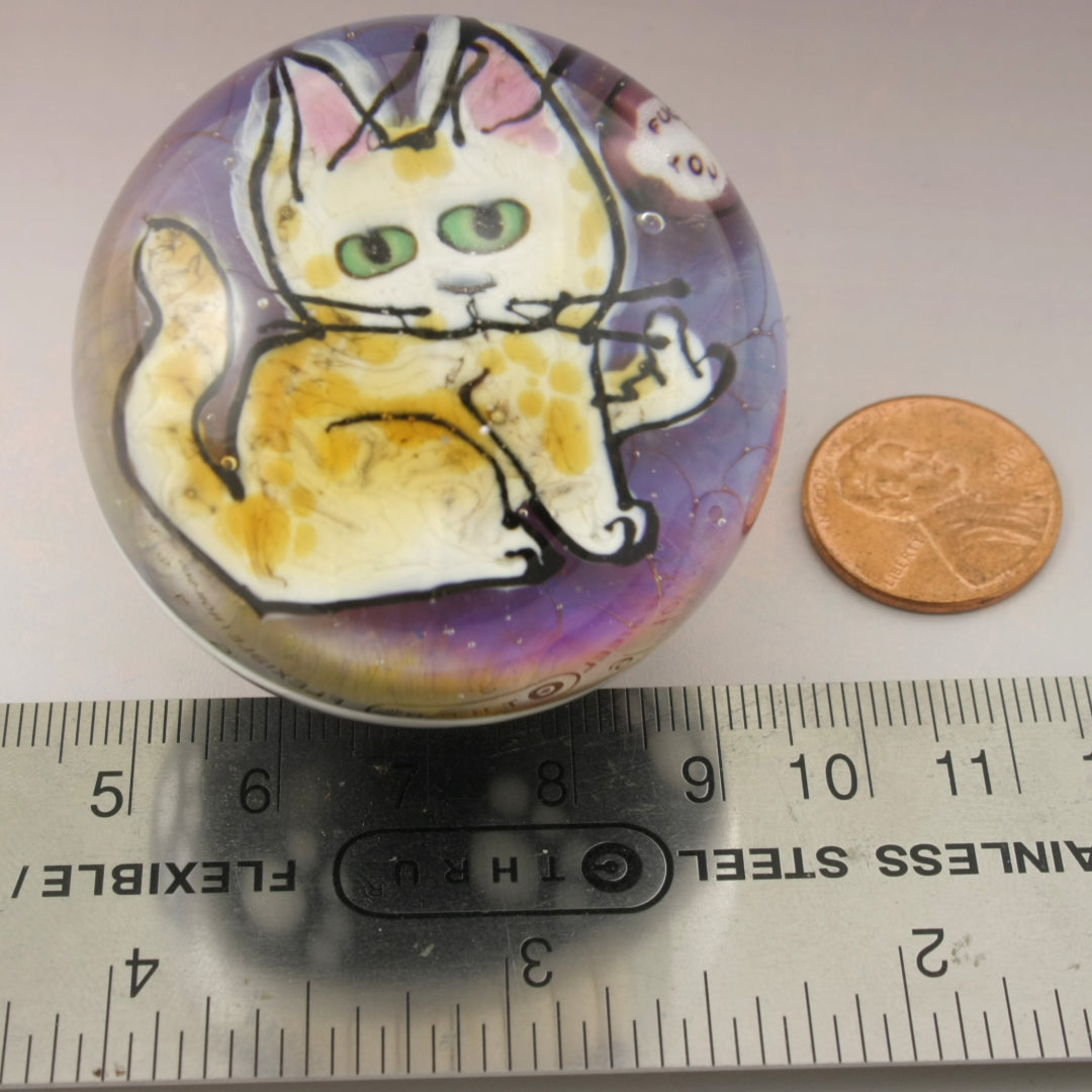 Kitty Flipping the Bird Marble