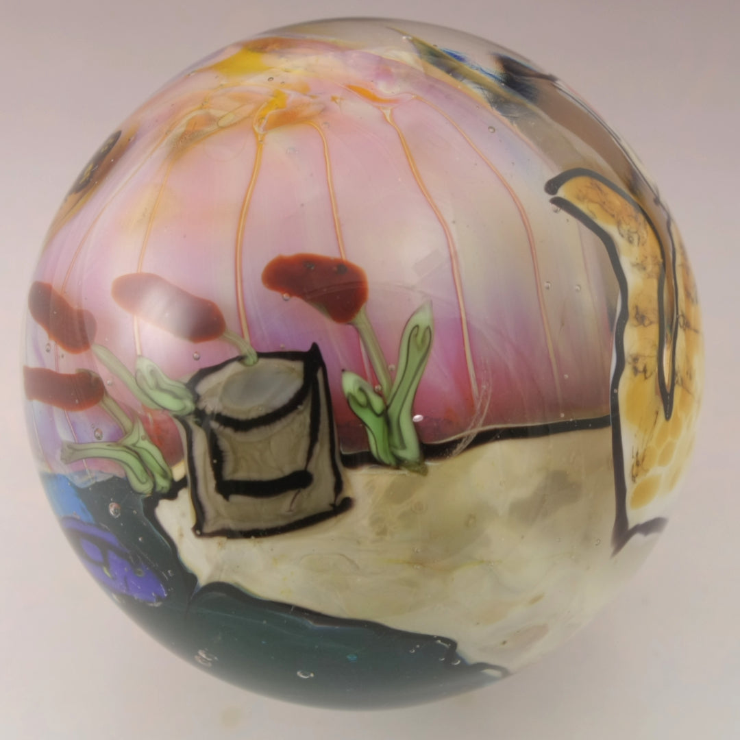 Fishing Cat with Cattails, Butterflies and Fishies Wraparound Marble