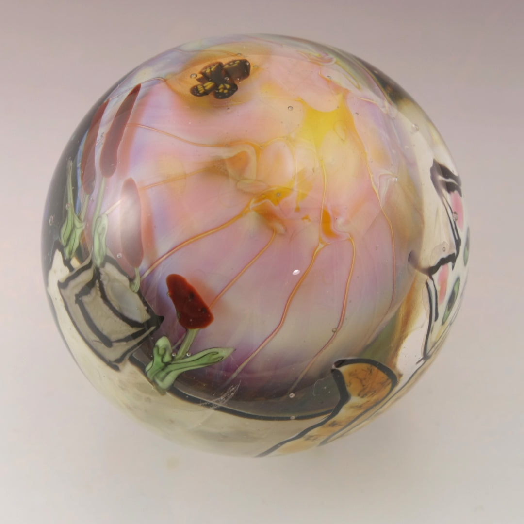 Fishing Cat with Cattails, Butterflies and Fishies Wraparound Marble