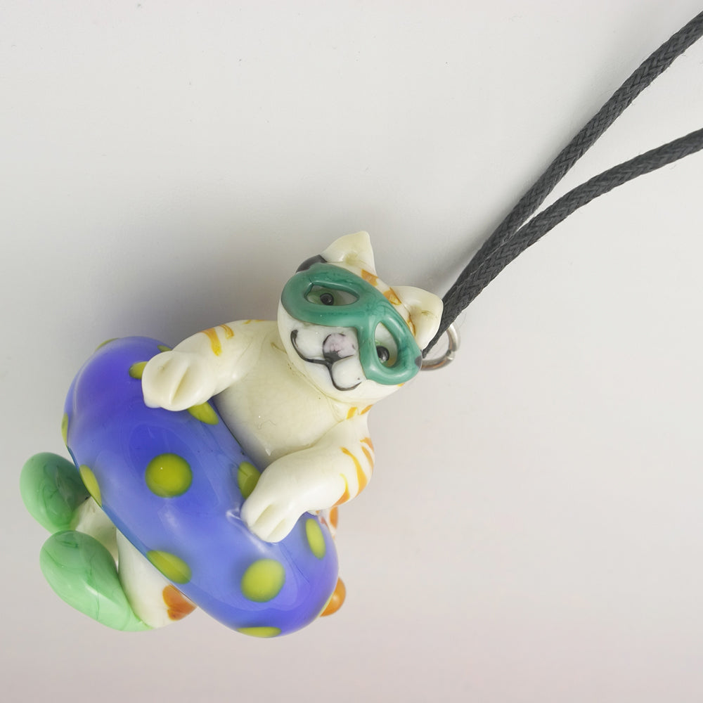 Summer Tubing Kitty Sculpture Pendant