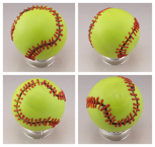 Petite Etched Softball Marble in Neon and Red